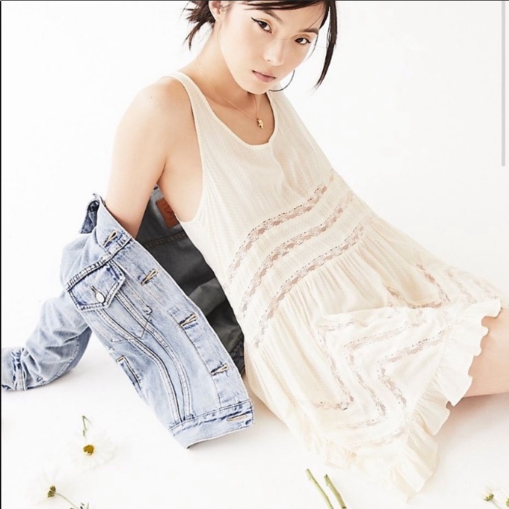 Free People WhiteGray Dot Lace Trapeze Slip Dress - Picture 5 of 12